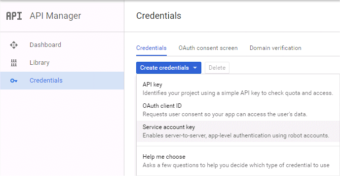 Service account key