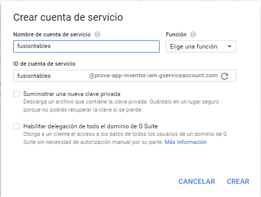 Cuenta de servicio