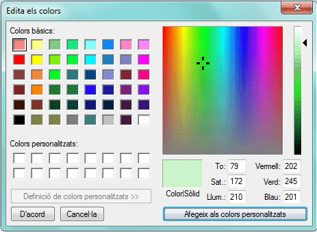 Selecci&oacute; de color