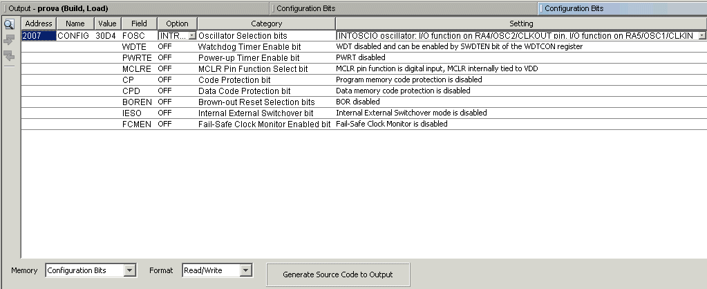 Configuration Bits